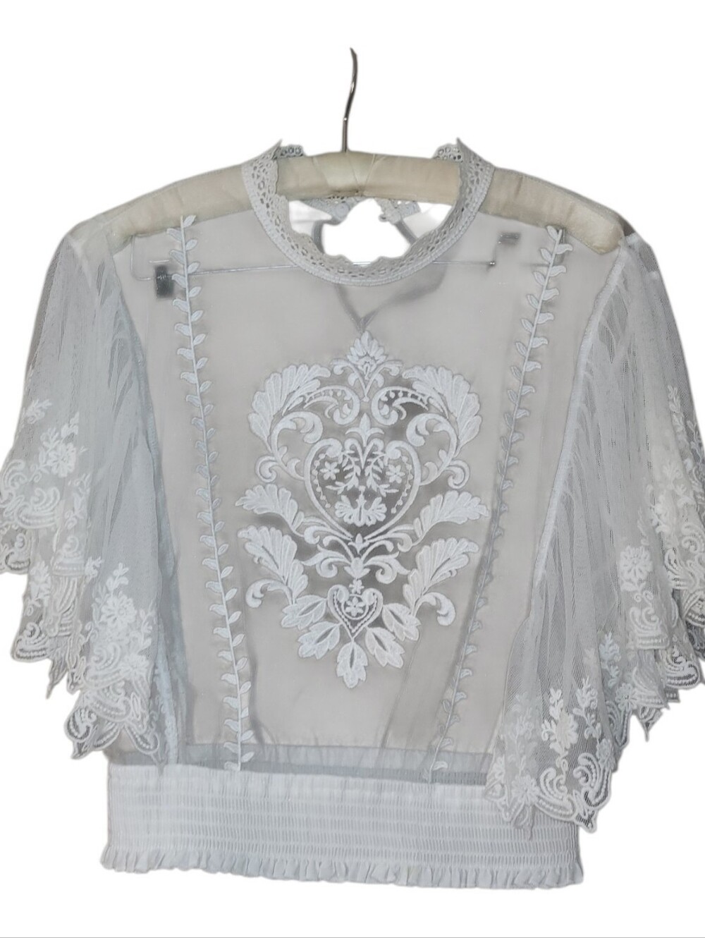 Sheer Lace Fairy Fairycore Boho Blouse L